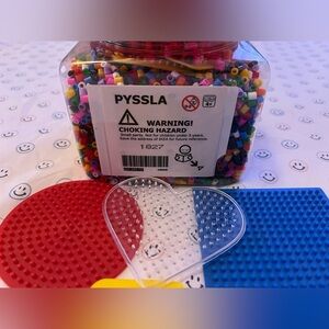 IKEA PYSSLA Bead Set with Red, Blue, and Clear Pegboards